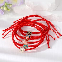 Heart Evil Eye Eyelash Bracelet Women Handmade Red Rope Chain Lucky Eyes Beads Bracelets Girl Party Jewelry Gift Couple