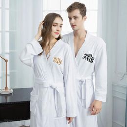 Men's Sleepwear Customised Embroidered Bathrobe Name Personalised Terry Birthday Gift Wedding Robe For Mom Men Women Pool Beach And SPA