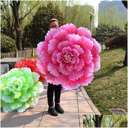 Decorative Flowers Wreaths Decorative Flowers Dance Props Peony Umbrella Stage Performance Large Evening Handflower Games Opening Ce Dhy5I
