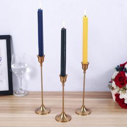 Candle Holders Copper Color Holder (3pcs) Iron Plated Candlestick Metal Ornament European Western Wedding Decor