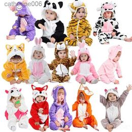 Jumpsuits Baby Cartoon Romper Newborn Hooded Infant Clothing Boy Girl Pajamas Animal Onesie Jumpsuit Kigurumi Cow Pig Costume Baby RompersL231101