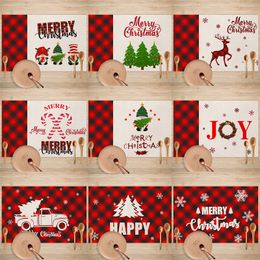 Christmas Table Mat Linen Moisture-proof Durable Table Cloth Pads Home Decoration Accessories Aesthetic Storage Cutlery Mats P129