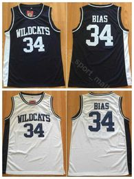 Wildcats College 34 Bias Black Jerseys Men High School Basketball Sport Uniform Team Color Black White Breathable Embroidery And Sewing