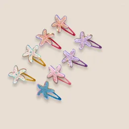 Hair Accessories Children's Summer Seven Color Glitter Ocean Starfish Clips Girls Dress Up