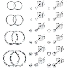Stud Earrings WKOUD 1-16 Pairs Stainless Steel Ball CZ Cartilage Conch Daith Ear Piercing Jewellery Set For Men Women