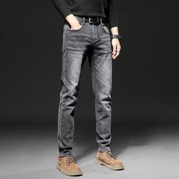 Jeans Premium Men's Light Luxury Fashion Stretch Grey Pants Ordinary Youth Cotton Casual Slightly