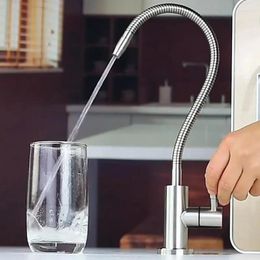 Kitchen Faucets Universal Gooseneck Water Purifier Faucet Reverse Osmosis Drinking Philtre Stainless Steel Flexible Tap 1/4"