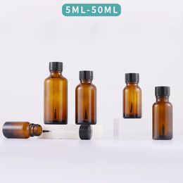 Amber Transparent Nail Polish Bottles Black Brush Lid Glue Container 5ml 10ml 15ml 20ml 25ml 30ml 40ml 50ml