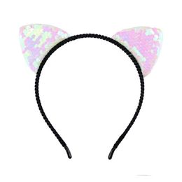 Headbands Ship Korean Cross Border Headbands Bowknot Animal Double Sided Sequins Cat Ear Hair Band Womens Party Fabric Drop Delivery J Dhtx0