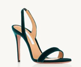 Popüler Kadınlar Yaz Aquazzuras bayan sandalet Trouble Maker Sandal Topuklu parti gelinlik ayakkabı topuk geri kayış deri taban sandalet kutusu 35-43 bağlamak