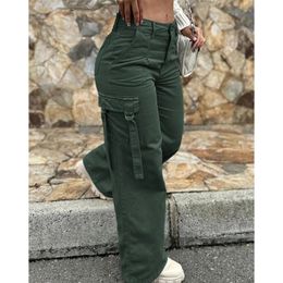 Women's Jean Y2K Cargo Pants Oversized Drawstring Low Waist Straight Baggy Streetwear Stretch Joggers Pockets Trousers Outfits 231031