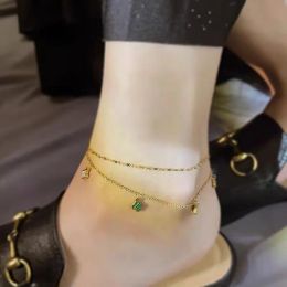 Designer Anklets Loves Couple 5flowers Jewellery Clover 18k Gold Chains Colourful Thick Chain for Mothers Day Girls Birthday