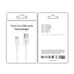 White Quick Charging Cables 1M 3ft 2M 6FT Type c USb-C Micro Cable For Samsung Galaxy S10 S20 S22 S23 Huawei htc lg With Box B1