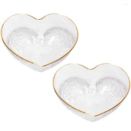 Dinnerware Sets 2 Pcs Dessert Bowl Glass Container Appetizer Heart Household Salad Breakfast Serving