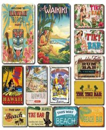 2021 Funny Aloha Tiki Bar Painting Tin Sign Vintage Beach Sticker Decorative plaques Retro Irish Man Cave Pub Kitchen Plates Hawai3286070