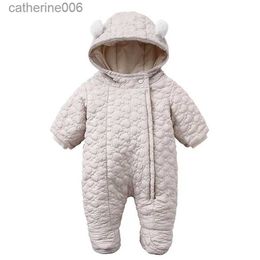 Jumpsuits 2023 Autumn Winter Baby Girl Jumpsuit Plus Velvet Warm Hooded Newborn Baby Snowsuit Infant Boy Outerwear Coat Toddler RomperL231101