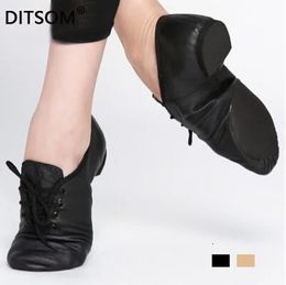 Dance Shoes Genuine Leather Lace-Up Jazz Ballet Dance Shoes For Men Women Soft Dancing Sneakers For Boys Black Tan Sport Pointe Shoes 231101