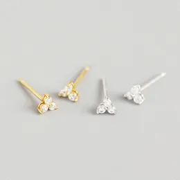 Stud Earrings WTLTC 925 Sterling Sliver Mini Cubic Zirconia 4mm Three Ball Piercing Delicate Small Studs