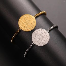 Charm Bracelets LIKGREAT Pentagram Moon And Sun For Men Women Vintage Stainless Steel Box Chain Bracelet Amulet Jewelry Christmas Gift