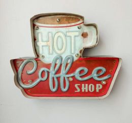 Coffee LED Signs Vintage Cafe Shop Decorative Neon Light Home Decor Metal Plate For Wall retro Coffee Plaque 355X5X295CM9739584