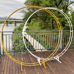 Party Decoration 2023 Double Rod Ring Wedding Arch Outdoor Marriage Birthday Round Background Shelf Frame