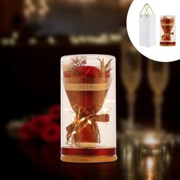 Decorative Flowers & Wreaths 1pc Wishing Bottle Preserved Flower Ornament With Lights For Valentine's Day