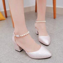 Dress Shoes spring and summer with the female shoes shallow baotou sandals rough with 6 cm high heels Sandalias femeninas x63 231101