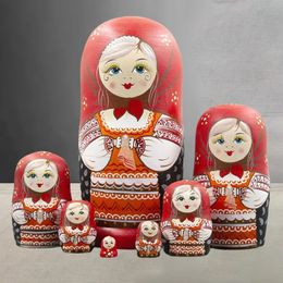 Dolls 1 Set Wood Russian Nesting Dolls Matryoshka Dolls Babushka Hand Paint for Kids Gifts Crafted Doll Home Decor 231031