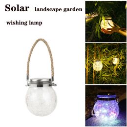 solar crack lamp, glass wishing lamp, outdoor courtyard pendant lamp, lawn garden pendant lamp, villa atmosphere small night hand lamp