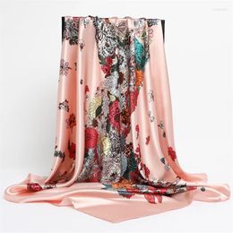 Scarves Fashion Horse Print 90cm Square Scarf Women Hijab Bandana Luxury Silk Satin Beach Stoles Foulard Headband Shawl Wraps Echarpe