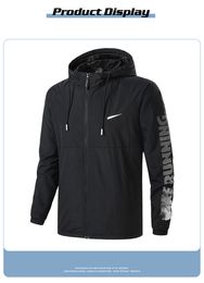 2024 Spring Men's Woven Hooded Windproof Jacket Coat Sports Running Casual Hoodies Jacket Coats Man Windbreaker