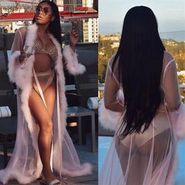 Women Sexy Lingerie Robe Sheer See-through Mesh Long Robes Gown Babydoll Nightwear Sleepwear1313E