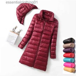 Women's Down Parkas Women Skirt Down Jacket Fashion Hooded Hat Detachable Long Ultra Lightweight Packable Down Jacket Plus Size 5XL Puffer Jackets L231102