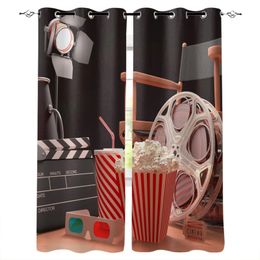 Popcorn Movie Glasses Curtains - Home Decor for Bedroom, Kitchen, and Living Room - sliding door prices Drapes (231101)