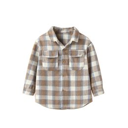 Kids Shirts Infant Kids Baby Girls Boys Casual Lapel Shirt Long Sleeves Cheque Pattern Singlebreasted Tops Blouses Plaid Shirts 230331