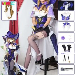 Game Genshin Impact Lisa Cosplay Costume Wig Hat Anime the Librarian Sexy Dress Halloween Party Clothes for Women Girls cosplay