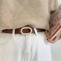 Belts Textured Oval Sand Nickel Snap Button Women's Belt Simple And Trendy Student Vintage Decorative Jeans
