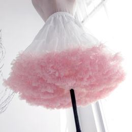 Skirts Women's Japanese Pink Flower Cloud Support Lolita Daily Violence Boneless Soft Yarn Mid-length Tutu Skirt