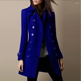 Women's Jackets Women Autumn Winter Woolen Jacket Coat Long Sleeve Solid Color Single Breasted Button Turn Down Neck