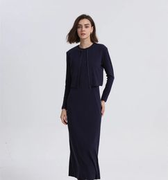 Basic Casual Dresses AS woman clothes zipper cardigan and Ankle Maxi Length long dress nature Fibre brand ribbing fabric clothing 231102