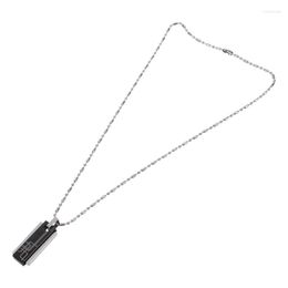 Chains Black Fashion Men Jewellery 316L Stainless Steel Movable Square Column Titanium Necklaces Pendants With Bamboo Chain