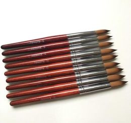 Nail Brushes 1PC Kolinsky Sable Red Wood Art Acrylic Brush Round 1012141618202224 UV Gel Carving Pen Liquids Powder Manicur6616474