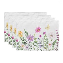 Table Mats Summer Decoration Floral Placemats 18x12 Inches Seasonal Holiday Spring Flower Decor Farmhouse Indoor Vintage Theme Dinner Party