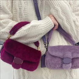 new Grape Bobo Plush Bag for Women 2023 Autumn womens Handbag Winter Shoulder Crossbody Small Bags Versatile Underarm handbags CSD2311027