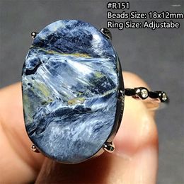 Cluster Rings Natural Blue Pietersite Stone Ring Jewelry For Women Man Gift Energy Crystal Beads Silver Namibia Adjustable