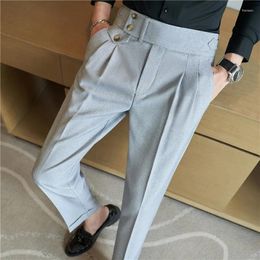 Men's Suits Brand Clothing High-quality Suit Trousers/Male Slim Fit High Waist Business Casual Pants/Man Solid Color Pants 36