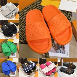 Louies Vuttion Sandal Designers Slippers Slides Pool Pillow Mules Women Sandals luxury Sunset Flat Comfort Mules Padded Front Strap Orange Luis Viton Lvse Shoe A2WA