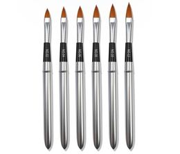 6Pcs set Acrylic Brushes Nylon Hair Nail art Brush Detachable Handle Kolinsky Brushs Pen Gel Builder Carving Dotting Drawing Tools3120038