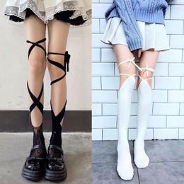 Women Socks Lolita Cross-tie Over-knee Sexy Long Tube Jk Uniform Calf Female Japanese High Stockings For Woman