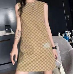 24SS Summer Womens Casual Dresses Designer Luxury Women Double Jacquard Letter Print Dress Fashion Sleeveless Casual Shirts Ladies Party Kort kjolar